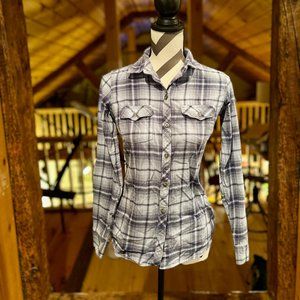 Eddie Bauer Flannel - Classic Fit, Shades of Blue plaid, XS